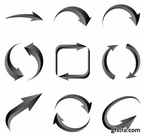 Collection of different vector image arrow 25 Eps