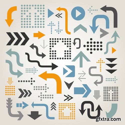 Collection of different vector image arrow 25 Eps