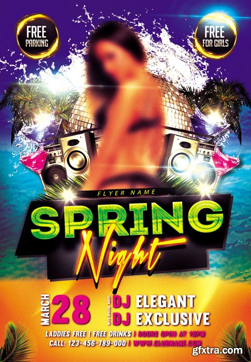 Spring Night Club flyer PSD Template