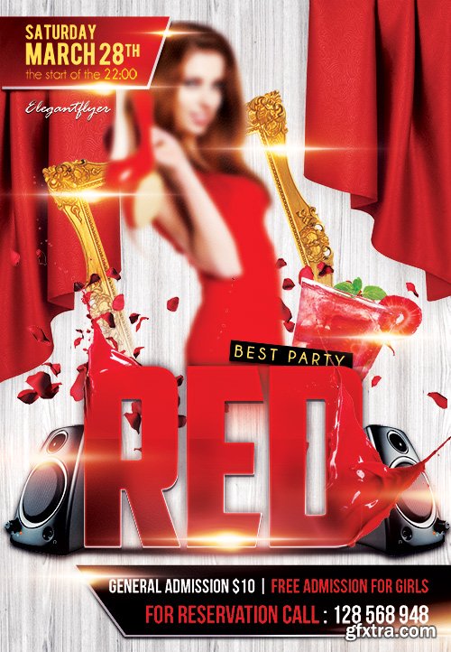 Red party Club and Party Flyer PSD Template