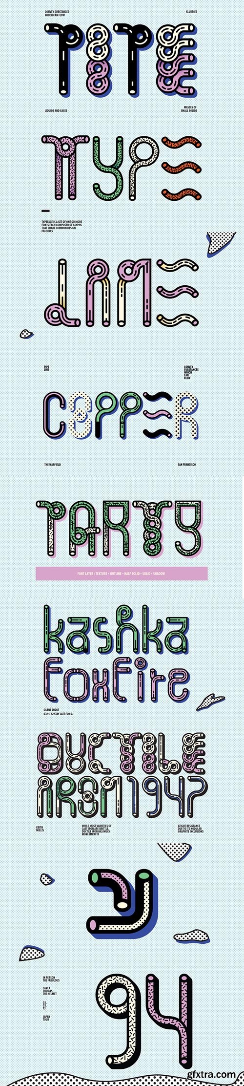 YWFT Pipe - Decorative Font Family 5xOTF