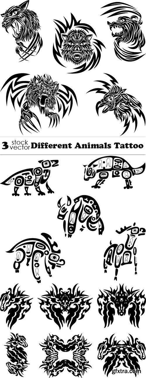 Vectors - Different Animals Tattoo