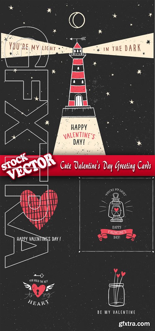 Stock Vector - Cute Valentine\'s Day Greeting Cards