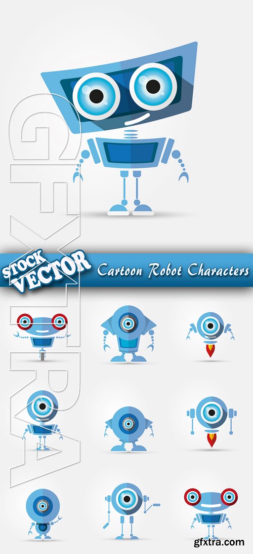 Stock Vector - Cartoon Robot Characters