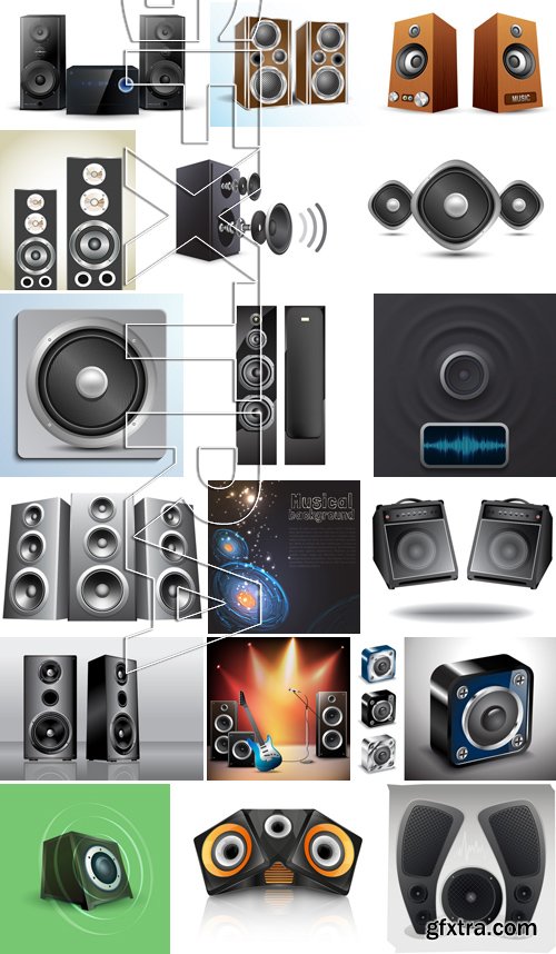 Stock Vectors - Music speakers, 25xEPS