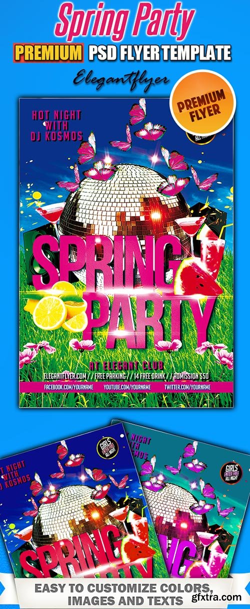 Spring Party Premium Club flyer PSD Template