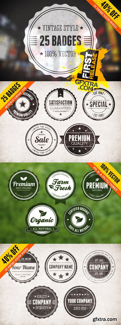 CM - Vintage Vector Badges Bundle 72577