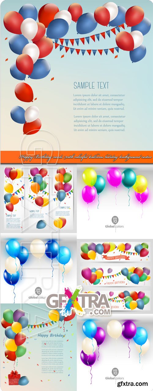 Happy Birthday cards with colorful balloons holiday background vector