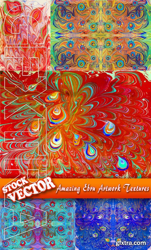 Stock Vector - Amazing Ebru Artwork Textures