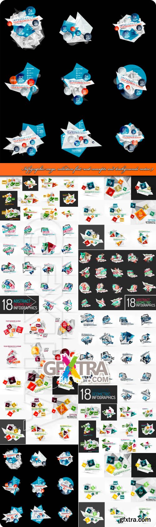 Infographic mega collection flat web concepts and backgrounds vector 9