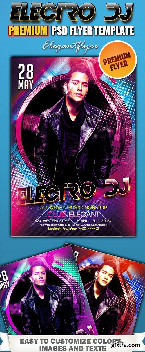 Electro Dj Party Premium Club flyer PSD Template