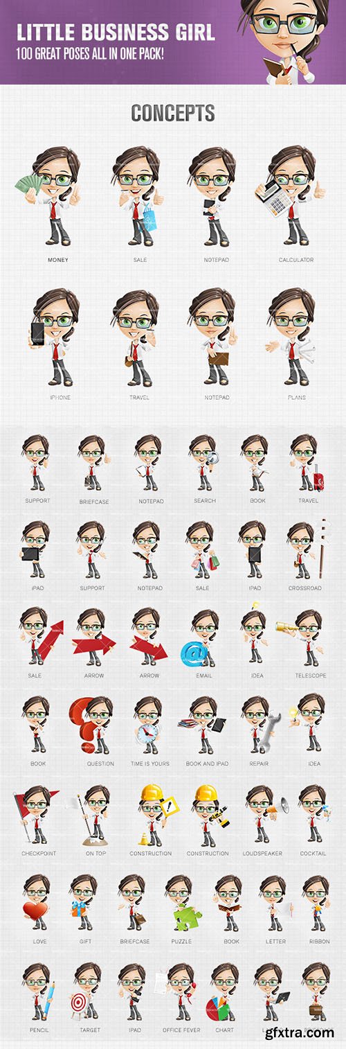 Little Business Girl Cartoon Character Ultimate Set Little Business Girl Cartoon Character Ultimate Set