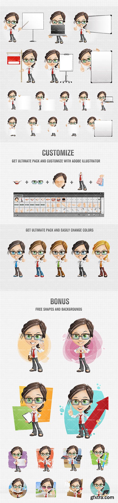 Little Business Girl Cartoon Character Ultimate Set Little Business Girl Cartoon Character Ultimate Set