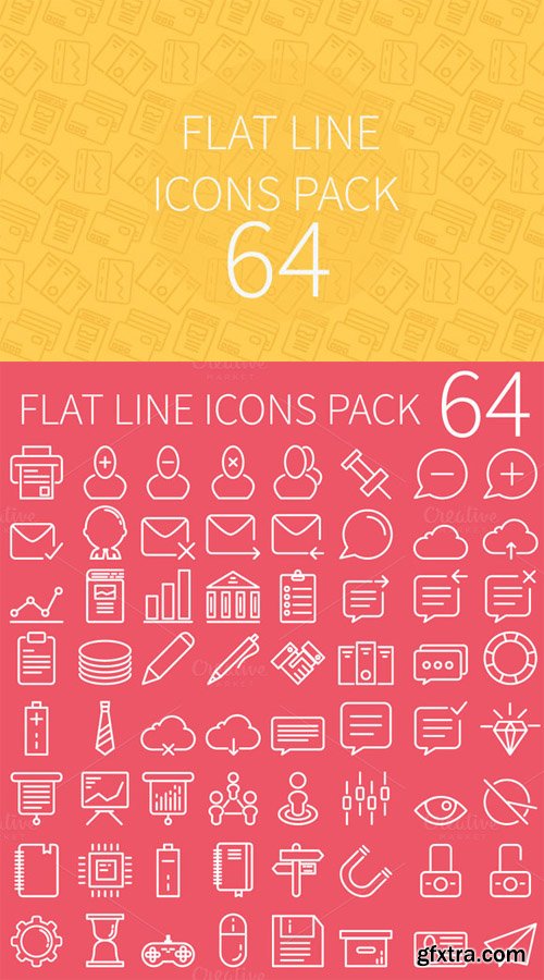 64 Flat Line Icons Pack