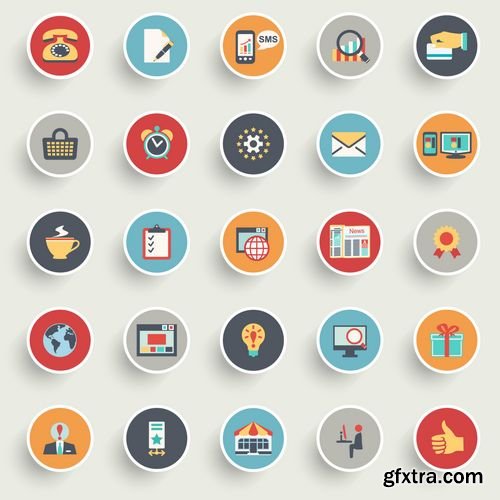 Vector - Color Modern Icons on Buttons