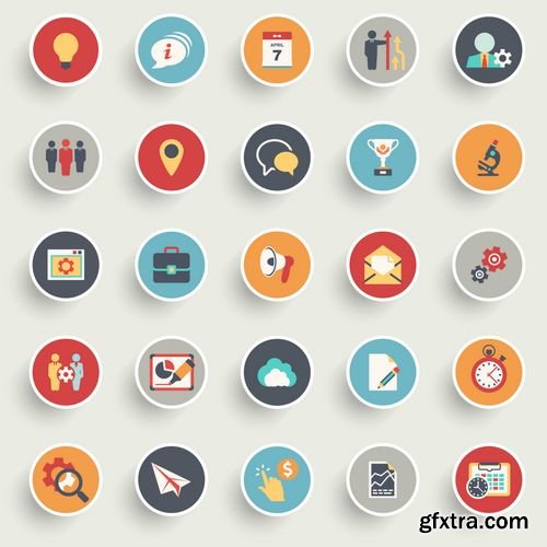 Vector - Color Modern Icons on Buttons