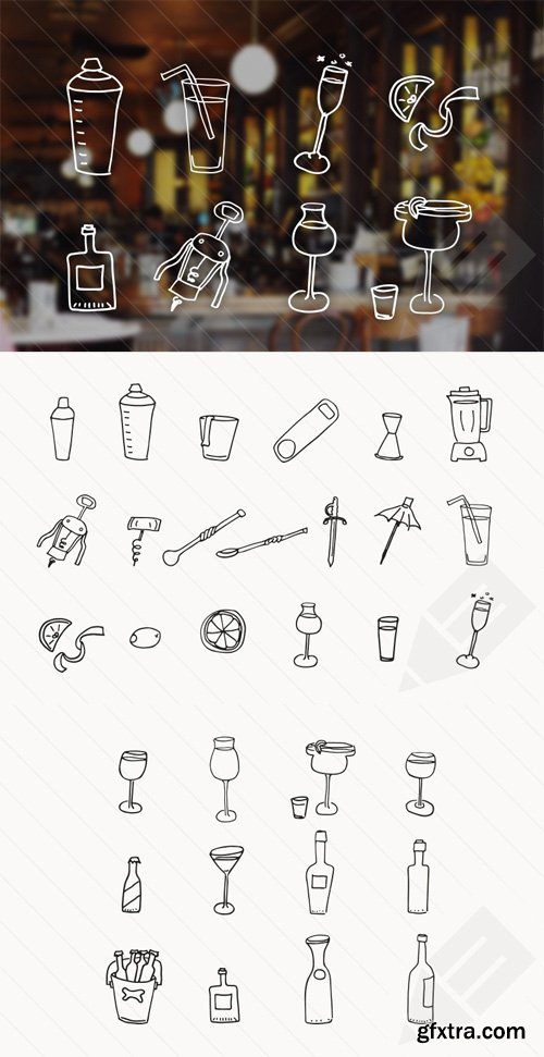 Doodled Cocktail and Drink Vectors