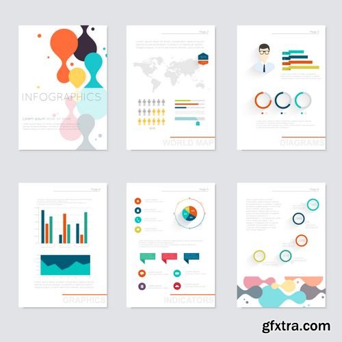 Vector - Set of Infographics Elements in Modern Flat Business Style