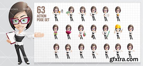 Attractive Business Woman Cartoon Character Set Ultimate Set Attractive Business Woman Cartoon Character Set Ultimate Set
