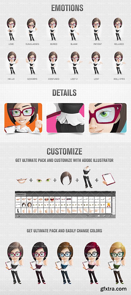 Attractive Business Woman Cartoon Character Set Ultimate Set Attractive Business Woman Cartoon Character Set Ultimate Set