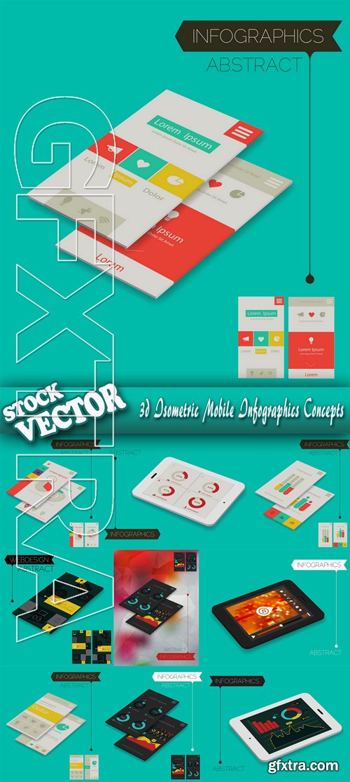 Stock Vector - 3d Isometric Mobile Infographics Concepts