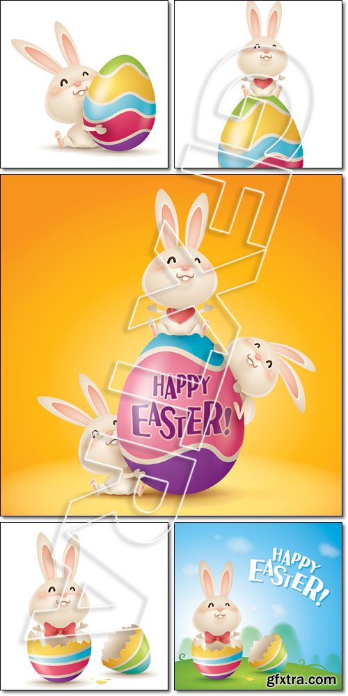 Easter bunny and egg - Vector