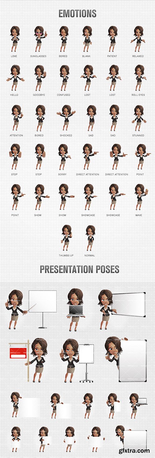 African American Businesswoman Cartoon Character Ultimate Set African American Businesswoman Cartoon Character Ultimate Set