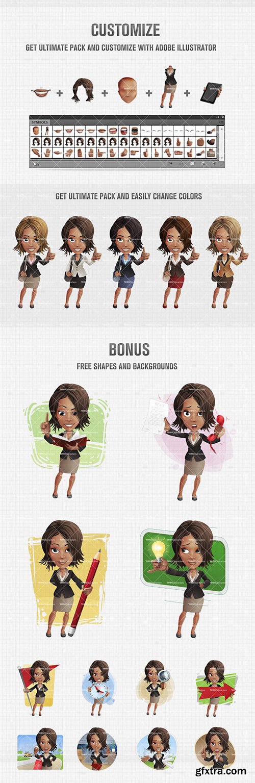 African American Businesswoman Cartoon Character Ultimate Set African American Businesswoman Cartoon Character Ultimate Set