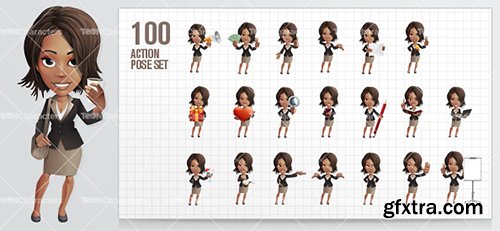 African American Businesswoman Cartoon Character Ultimate Set African American Businesswoman Cartoon Character Ultimate Set
