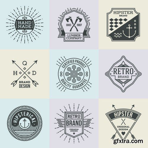 Stock Vector - Assorted Retro Design Insignias Logotypes, 25EPS