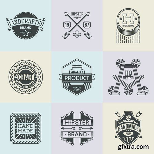Stock Vector - Assorted Retro Design Insignias Logotypes, 25EPS