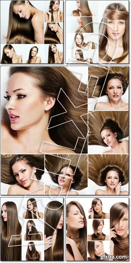 Fashion hairstyle collage - Stock photo