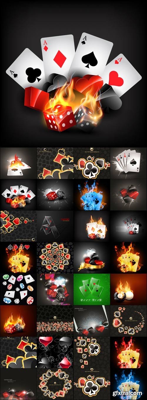 Black poker backgrounds vector material