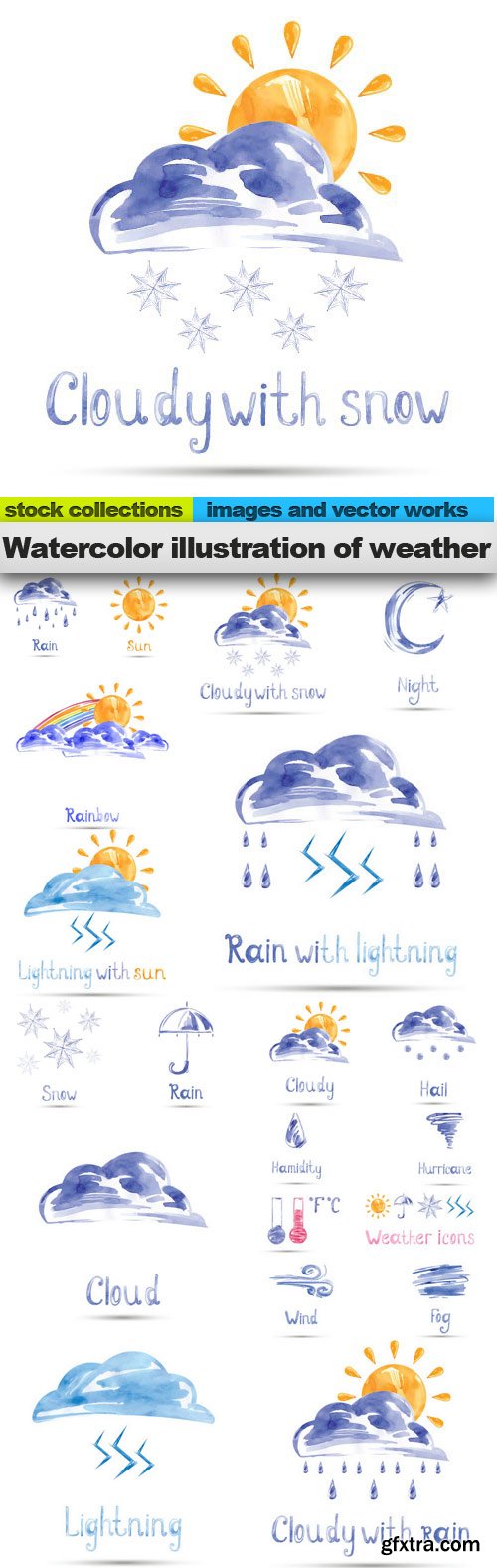 Watercolor illustration of weather, 15 x EPS Watercolor illustration of weather, 15 x EPS