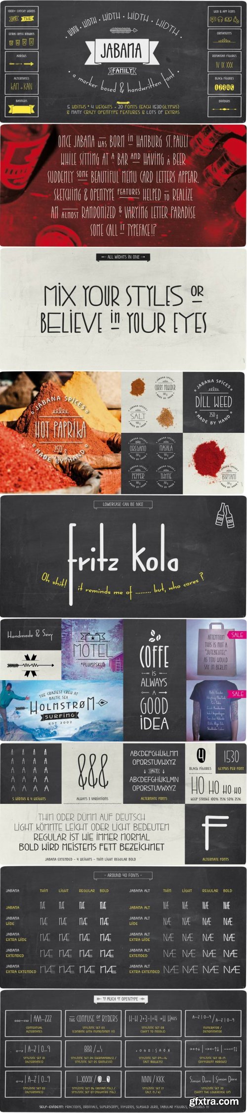 Jabana - Condensed Handwritten 20xOTF