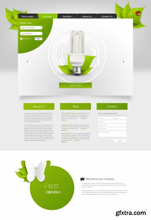 Stock Vector - Modern Eco One Page Website Templates