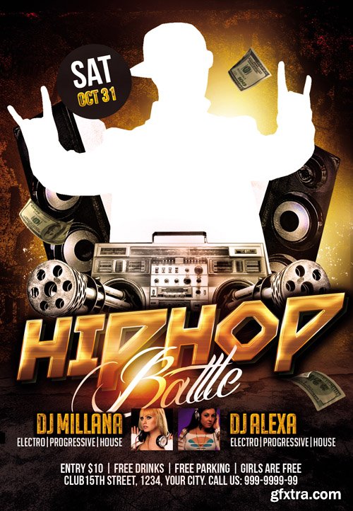 Hip Hop Battle &ndash; Club Flyer PSD Template