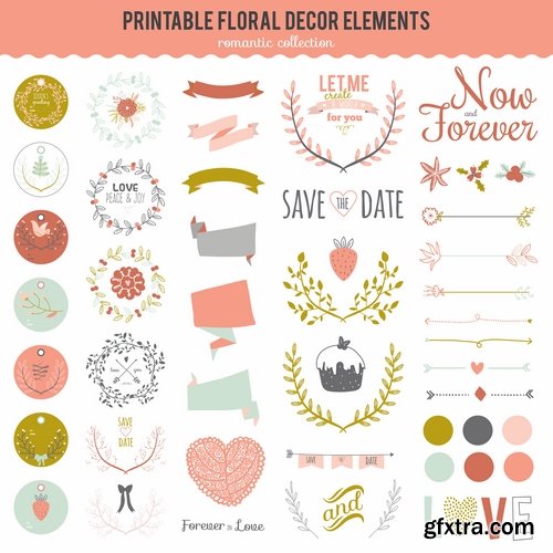 Collection of flora design elements calligraphic elements 25 Eps