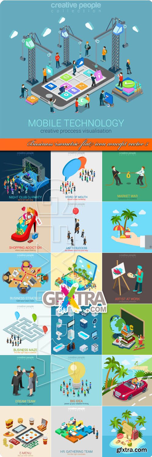 Business isometric flat icon concept vector 5