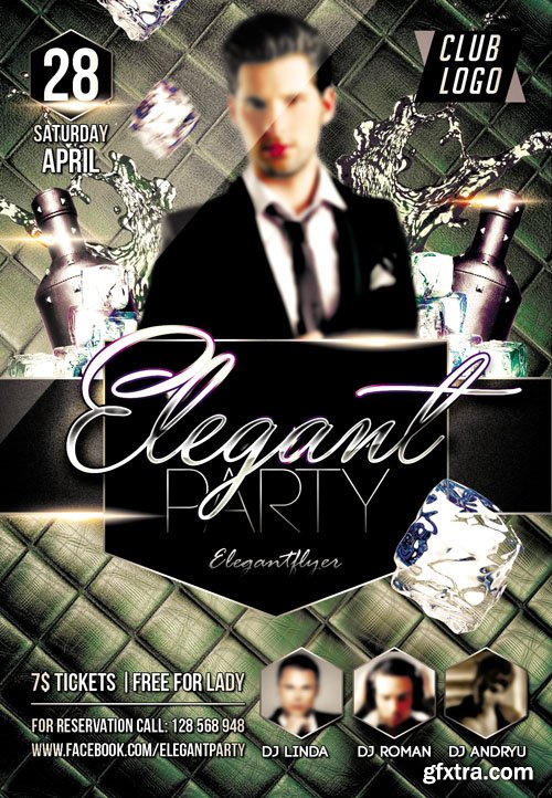 Elegant party Flyer PSD Template plus FB Cover