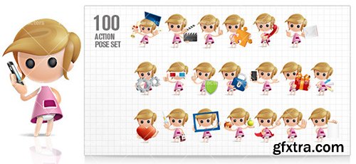 3D Little Girl Cartoon Character Ultimate Set 3D Little Girl Cartoon Character Ultimate Set