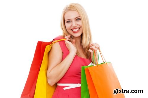Stock Photos - Young Beautiful Woman with Shopping Bags