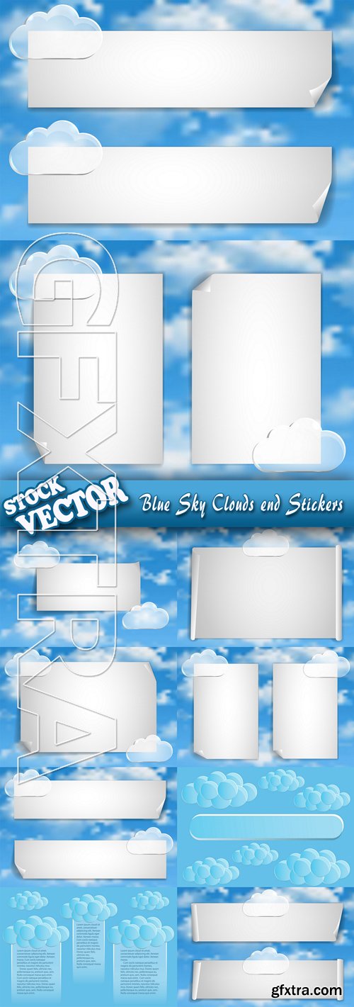 Stock Vector - Blue Sky Clouds end Stickers