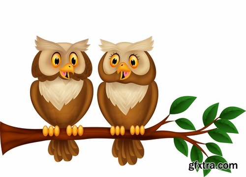 Set of funny vector owls from stock - 25 Eps