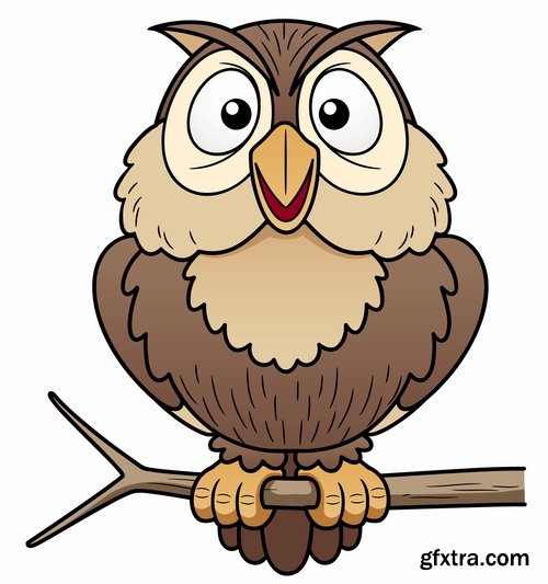 Set of funny vector owls from stock - 25 Eps