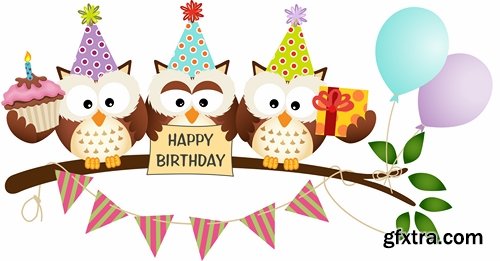 Set of funny vector owls from stock - 25 Eps