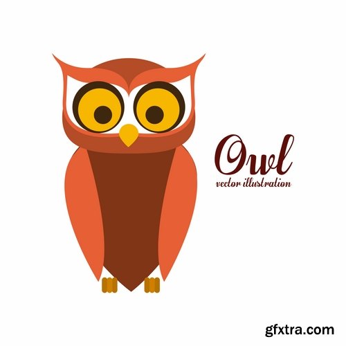 Set of funny vector owls from stock - 25 Eps