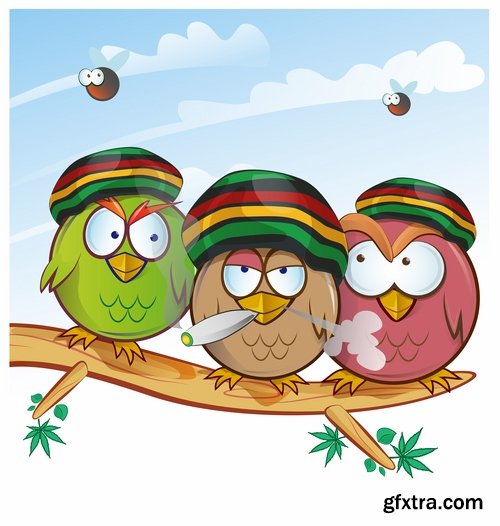 Set of funny vector owls from stock - 25 Eps