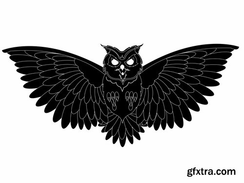Set of funny vector owls from stock - 25 Eps