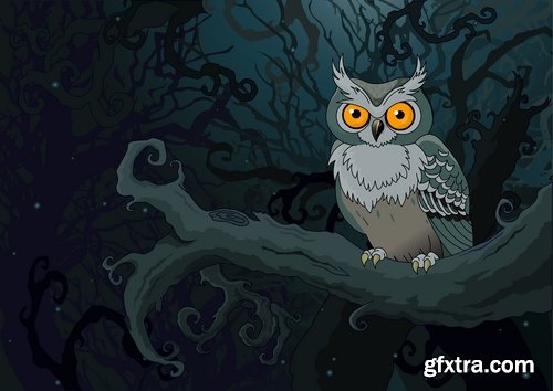 Set of funny vector owls from stock - 25 Eps